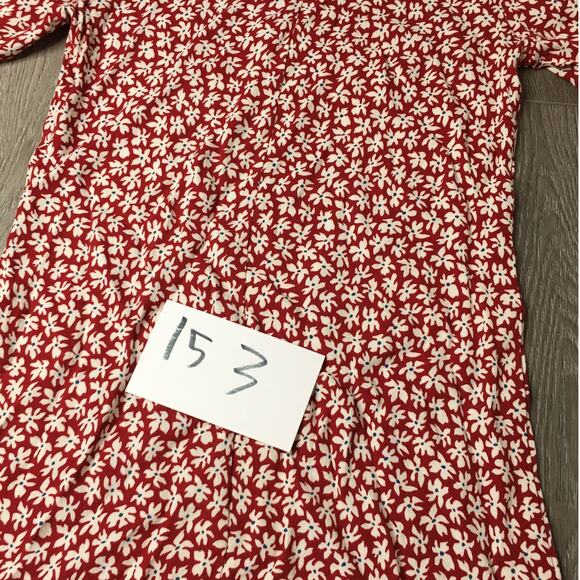 Reformation Midi Dress Floral Short Sleeve Viscose Blend USA Made Red Medium - Picture 7 of 7